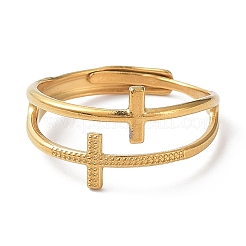Ionenplattierung (IP) 304 Edelstahl Hohlkreuz verstellbare Ringe&nbsp;RJEW-D006-01G