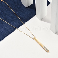 Ionenbeschichtung (IP) 304 Edelstahl Kristall Strass Spalte Anhänger Kabel Kette Halsketten für Frauen&nbsp;NJEW-P320-05G