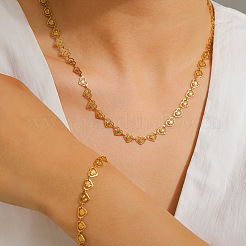 201 Edelstahl-Sets mit Herzgliederarmbändern und Kettenhalsketten&nbsp;FS-WGFB2A7-01