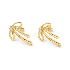 Pendientes de latón con circonita cúbica para mujer.&nbsp;EJEW-M251-03G