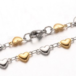 Pulseras de eslabones de corazón de acero inoxidable 304&nbsp;BJEW-M121-03GP