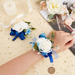 2 corsage de poignet en tissu de soie&nbsp;AJEW-CP0009-44