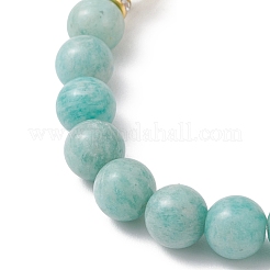 Braccialetti elastici per donna in perle di amazzonite naturale e quarzo ematoide giallo&nbsp;BJEW-JB13193-02