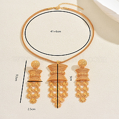 Vintage Ohrringe und Halsketten-Sets aus hohlen Blumen mit Quasten aus einer Legierung für Damen&nbsp;BI3296