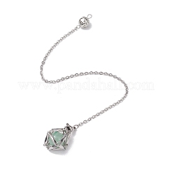 Edelstahl Makramee Kette Beutel rund natürliche Lapislazuli & Amethyst & grüner Aventurin & Karneol & Rosenquarz Halter Wünschelrutenpendel&nbsp;PALLOY-JF02736-02