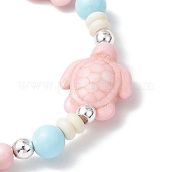 Braccialetti elastici per le donne con perline sintetiche di turchese tinte e perline rotonde di howlite naturale&nbsp;BJEW-JB11792-02