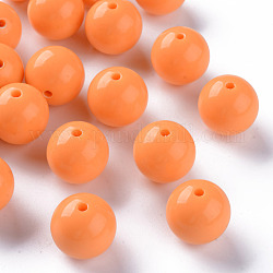 Непрозрачные акриловые бусины, круглые, оранжевые, 20x19 мм, отверстие : 3 мм, Около 111 шт / 500 г