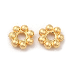 304 Edelstahl-Abstandhalter-Perlen, Blume, granulierte Perlen, echtes 18k vergoldet, 6x1.5 mm, Bohrung: 1.6 mm