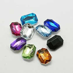 Cabuchones de diamante de imitación de acrílico de Taiwan imitación, señaló hacia atrás y facetas, octágono rectángulo, color mezclado, 8x6x2.5mm
