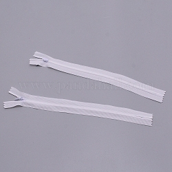 Nylon Zip Fastener, with Iron Zipper, for Garment Accessories, White, 25x2.5x0.2cm