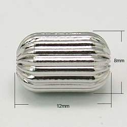 304 Stainless Steel Corrugated Beads, Column, Stainless Steel Color, 12x8mm