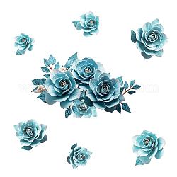 SUPERDANT Blue Flower Wall Stickers 3D Flowers Wall Decal with Branches Leaves Vinyl Wall Decor for Living Room Girls Room Nursery Kindergarten Playroom Valentine's Day Christmas Decorations