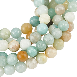 GOMAKERER 3 Strands Natural Flower Amazonite Beads Strands, Round, 6mm, Hole: 1.5mm, about 63pcs/strand, 15.5 inch(39.37cm)
