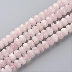 Natürlichen Rosenquarz Perlenstränge, Rondell, 11~12x7.5~8 mm, Bohrung: 1 mm, ca. 51 Stk. / Strang, 15.7 Zoll