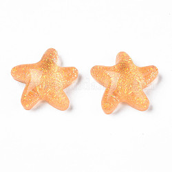 Полупрозрачные акриловые кабошоны, с блеском порошок, морская звезда, седло коричневый, 20.5x21x7.5 мм