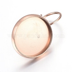 Impostazioni dell'orecchino a monachella in acciaio inossidabile con placcatura ionica (ip), rotondo e piatto, Vero oro rosa placcato, vassoio: 12mm, 20x14mm, ago :0.7mm