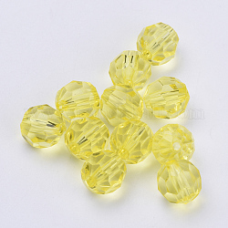 Perles en acrylique transparente, facette, ronde, jaune, 16x15.5mm, Trou: 2.4mm, environ 233 pcs/500 g