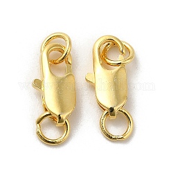 Chiusure moschettone in ottone, con anelli di salto, vero placcato oro 18k, 10.5x5x2.5mm, Foro: 2.5 mm