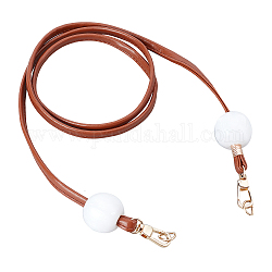 Correa de bolso de cadena de cuero pu, con perlas de resina y cierres de aleación, accesorios de reemplazo de bolsa, saddle brown, 122x0.85x0.3 cm