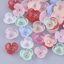 Coupelles de perles en résine translucide, 3 pétales, fleur, couleur mixte, 10x10.5x4mm, Trou: 1.2mm