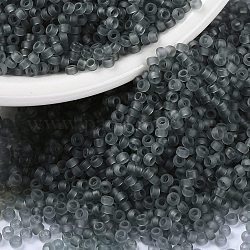 Perles rocailles miyuki rondes, Perles de rocaille japonais, 15/0, (rr152f) gris transparent mat, 1.5mm, Trou: 0.7mm, environ 27777 pcs/50 g