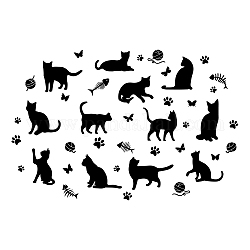 SUPERDANT Animals Wall Sticker Home Decor Black Cat Balls of Yarn Wall Stickers with Butterfly Paw Prints Vinyl Art Wall Mural Sticker Home Decoration Wall Papers