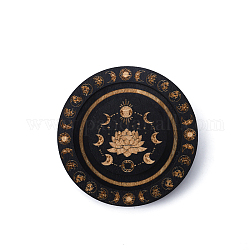 Vassoi espositori per bracciali in legno rotondi piatti, contiene fino a un braccialetto, per la decorazione domestica, nero, schema delle fasi lunari, 9.5cm