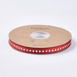 Einseitiges Polyester-Satinband, mit einseitigen Pailletten / Paillette, für Geschenk, Party schmücken, rot, 3/8 Zoll (10 mm), 50yards / Rolle (45.7 m / Rolle)