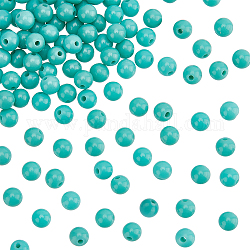 Arricraft 2 Stränge synthetische taiwan türkisfarbene runde Perlenstränge, 3 mm, Bohrung: 0.8 mm, ca. 126 Stk. / Strang, 16'' (40.64 cm)