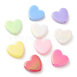 Placage uv perles acryliques opaques, iridescent, cœur, couleur mixte, 18.5x20.5x5.5mm, Trou: 2.5mm