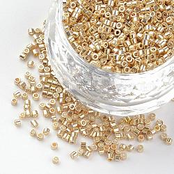 Perline di semi del cilindro della placca, taglia uniforme, colori metallici, Burlywood, 1~1.5x1.5~2mm, Foro: 0.5 mm, su 50 g / borsa, circa 5000pcs/scatola