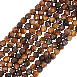 Beebeecraft 2 Strands Natural Yellow Tiger Eye Beads Strands, Round, Faceted, 3mm, Hole: 0.7mm, about 131pcs/strand, 15.35inch(39cm)