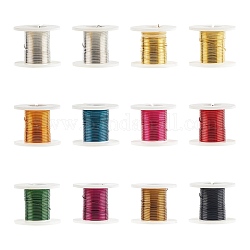 Round Copper Jewelry Wire, Mixed Color, 28 Gauge, 0.3mm, about 9 Feet(3 yards)/roll, 12 rolls/box