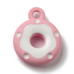 Charms del esmalte de la aleación, encanto de dona, rosa, 12.5x10x3mm, agujero: 1.5 mm