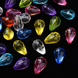 Perles en acrylique transparente, facette, larme, couleur mixte, 12x8mm, Trou: 1.5mm, environ 1338 pcs/500 g