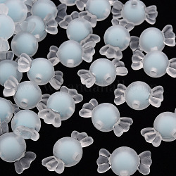 Transparent Acrylic Beads, Frosted, Bead in Bead, Candy, Light Blue, 11.5x21.5x11.5mm, Hole: 2.5mm, about 393pcs/500g