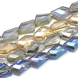 FilI di perline in vetro placcato, arcobaleno placcato, sfaccettato, colore misto, 18x11~12x7mm, Foro: 1 mm, circa 40 pz/29.3 pollici