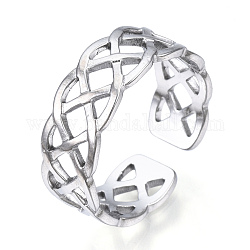 304 anneau de manchette ouvert en fil d'acier inoxydable, anneau creux pour femme, couleur inoxydable, nous taille 7 1/2 (17.7mm)