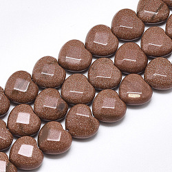 Granos de Goldstone sintético hebras, facetados, corazón, 10x10x5mm, agujero: 1.2 mm, aproximamente 20 pcs / cadena, 7.4 pulgada