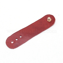 Cinturini per la conservazione dei cavi dati in pelle, con bottone di ferro, piatto, marrone, 90x26x10mm, Foro: 3 mm