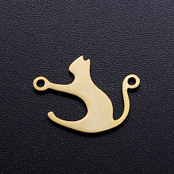20119x15x1ステンレス鋼の子猫リンクコネクター  猫のシルエット  ゴールドカラー  1.5mm  穴：[1]mm
