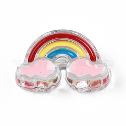 Perle di smalto acrilico trasparente, arcobaleno, roso, 16x26x9mm, Foro: 3.5 mm
