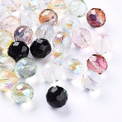 Perles de verre tchèques galvanisées, arc-en-ciel plaqué, facette, ronde, couleur mixte, 11.5mm, Trou: 1.4mm, environ 60 pcs / sachet 