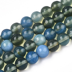 Glass Round Beads Strands, Imitation Stones, Round, Olive Drab, 8~8.5x8mm, Hole: 1mm, about 46~52pcs/strand, 14.17''~15.35''(36~39cm)