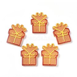 Deko-Cabochons aus Kunstharz mit Weihnachtsmotiv, für Schmuck machen, Geschenkförmiger Keks, Imitation Lebensmittel, orange, 27x20x4 mm