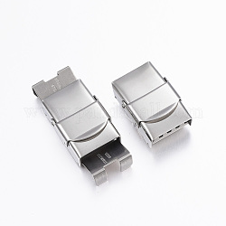 Rectangle 201 Stainless Steel Watch Band Clasps, Stainless Steel Color, 25x17x8mm, Hole: 3x14mm