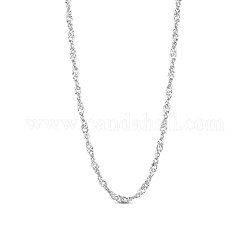 Colliers chaîne en argent sterling plaqué rhodium shegrace 925, avec tampon s925, platine, 17.7 pouce (45 cm) 0.8 mm