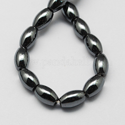 Chapelets de perles en hématite synthétique sans magnétiques, Grade a, ovale, noir, 9x6x6mm, Trou: 1mm, Environ 43 pcs/chapelet, 15.5 pouce