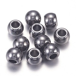 Tibetische Stil Legierung Großlochperlen, Großloch perlen, cadmiumfrei und bleifrei, Rondell, Metallgrau, 10x7 mm, Bohrung: 4.5 mm