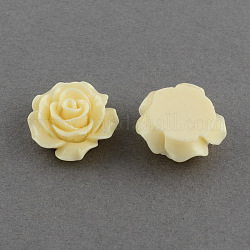 Flat Back Hair & Costume Accessories Ornaments Scrapbook Embellishments Resin Flower Rose Cabochons, Champagne Yellow, 19x8mm